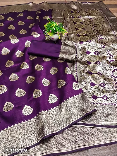 Stylish Purple Art Silk Saree With Blouse Piece For Women-thumb0