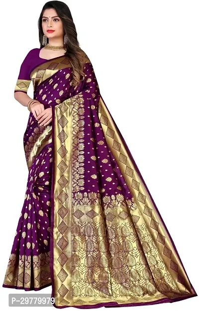 Stylish Purple Art Silk Saree with Blouse piece For Women