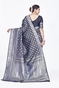 Stylish Black Art Silk Saree with Blouse piece For Women-thumb1