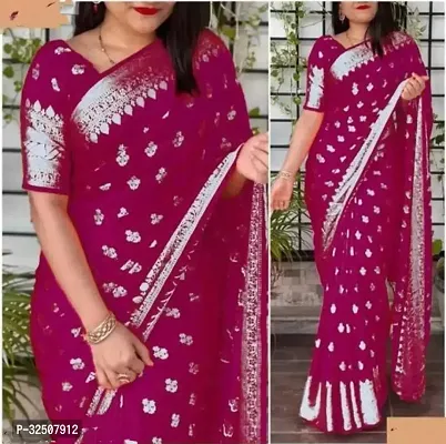 Stylish Magenta Art Silk Saree With Blouse Piece For Women