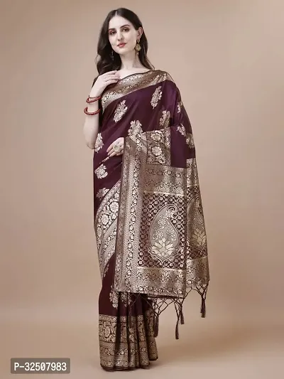 Stylish Brown Art Silk Saree With Blouse Piece For Women-thumb0