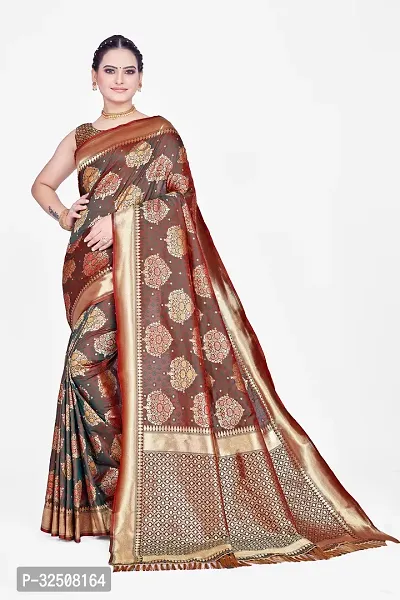 Stylish Multicoloured Art Silk Saree With Blouse Piece For Women-thumb0