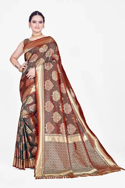 Elegant Art Silk Self Pattern Saree With Blouse Piece For Women