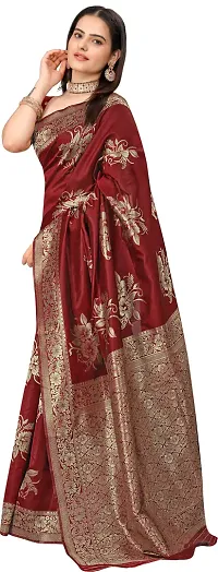 Stylish Maroon Art Silk Saree With Blouse Piece For Women-thumb3