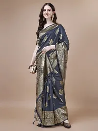 Stylish Grey Art Silk Saree With Blouse Piece For Women-thumb3