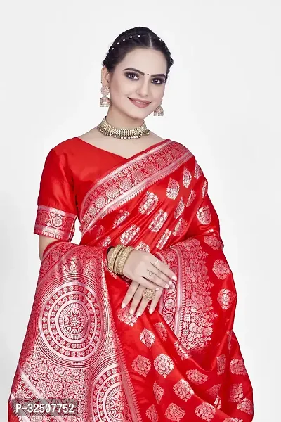 Stylish Red Art Silk Saree With Blouse Piece For Women-thumb5