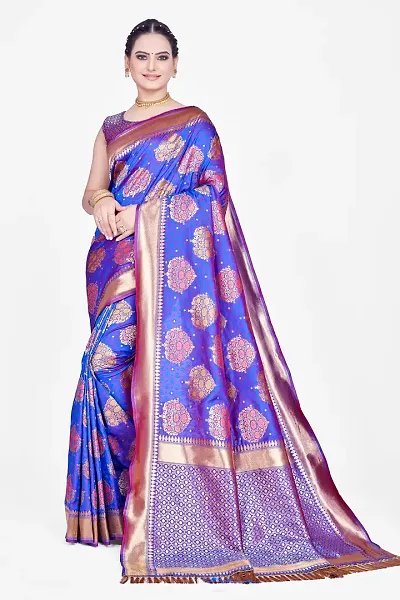 Best Selling Art Silk Saree with Blouse piece 