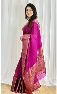 Stylish Pink Art Silk Saree with Blouse piece For Women-thumb1