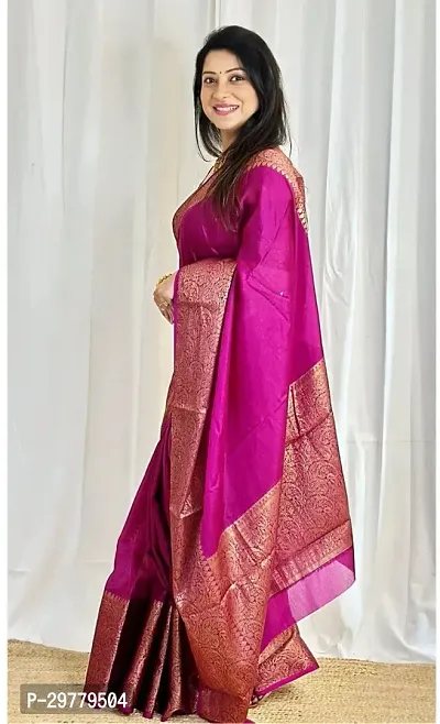 Stylish Pink Art Silk Saree with Blouse piece For Women-thumb2