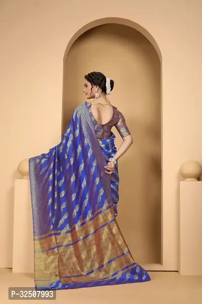 Stylish Blue Art Silk Saree With Blouse Piece For Women-thumb2