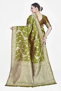 Stylish Green Art Silk Saree with Blouse piece For Women-thumb1