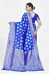 Stylish Blue Art Silk Saree with Blouse piece For Women-thumb1