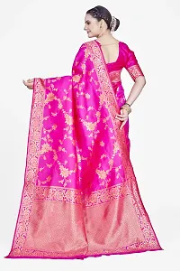 Stylish Pink Art Silk Saree With Blouse Piece For Women-thumb1