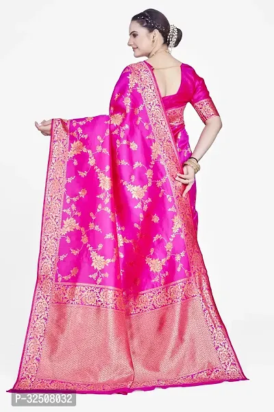 Stylish Pink Art Silk Saree With Blouse Piece For Women-thumb2