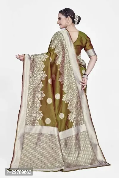 Stylish Green Art Silk Saree with Blouse piece For Women-thumb2