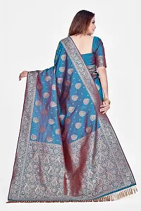 Stylish Teal Art Silk Saree With Blouse Piece For Women-thumb1