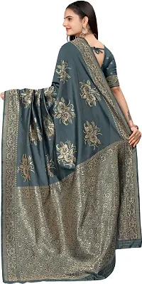 Stylish Grey Art Silk Saree With Blouse Piece For Women-thumb1