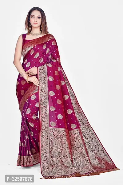 Stylish Purple Art Silk Saree With Blouse Piece For Women-thumb0