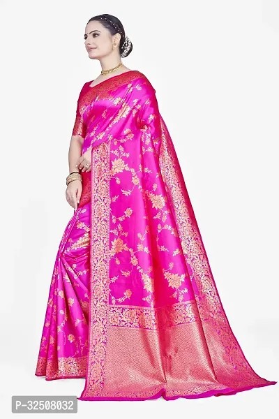 Stylish Pink Art Silk Saree With Blouse Piece For Women-thumb3