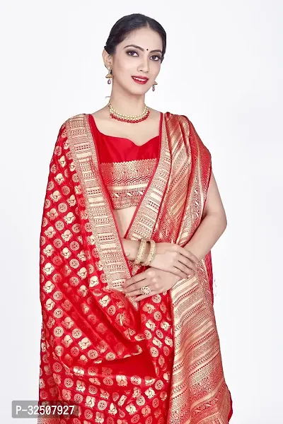 Stylish Red Art Silk Saree With Blouse Piece For Women-thumb5