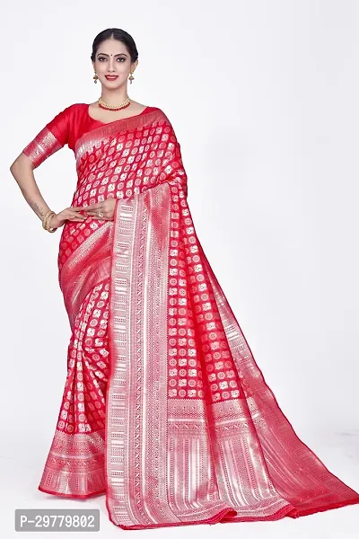 Stylish Red Art Silk Saree with Blouse piece For Women-thumb0