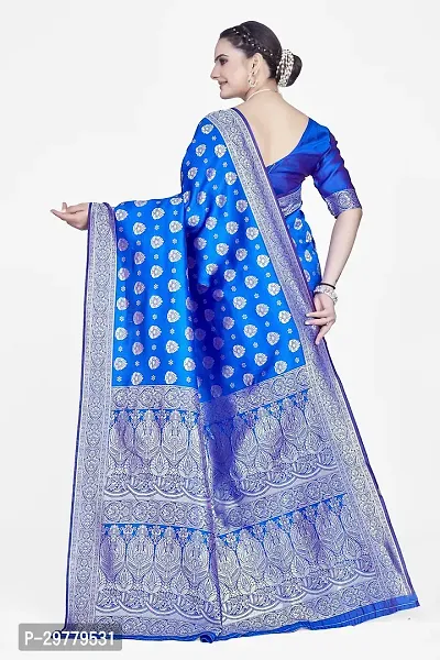 Stylish Blue Art Silk Saree with Blouse piece For Women-thumb2