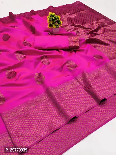 Stylish Pink Art Silk Saree with Blouse piece For Women