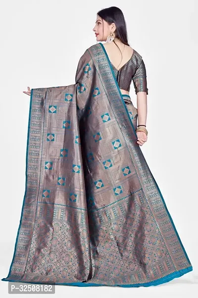 Stylish Teal Art Silk Saree With Blouse Piece For Women-thumb4