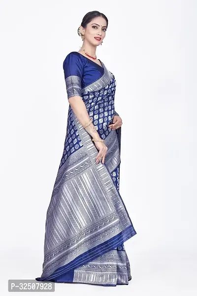 Stylish Navy Blue Art Silk Saree With Blouse Piece For Women-thumb4