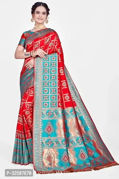 Stylish Red Art Silk Saree With Blouse Piece For Women-thumb0