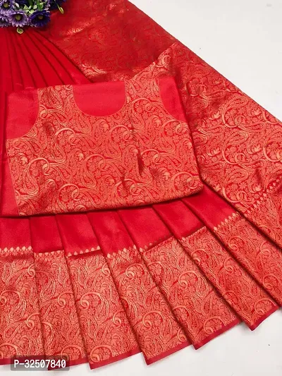 Stylish Red Art Silk Saree With Blouse Piece For Women