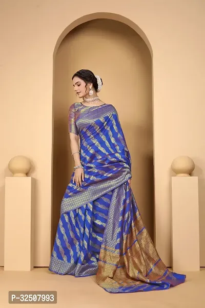 Stylish Blue Art Silk Saree With Blouse Piece For Women-thumb4