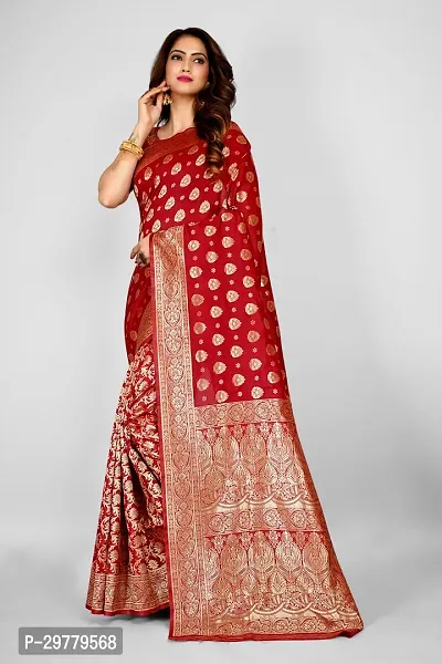 Stylish Red Art Silk Saree with Blouse piece For Women-thumb0