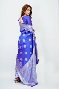 Stylish Blue Art Silk Saree with Blouse piece For Women-thumb1