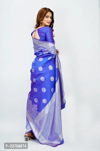 Stylish Blue Art Silk Saree with Blouse piece For Women-thumb2