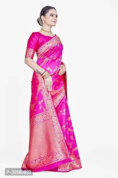 Stylish Pink Art Silk Saree With Blouse Piece For Women-thumb4