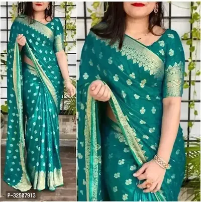 Stylish Green Art Silk Saree With Blouse Piece For Women