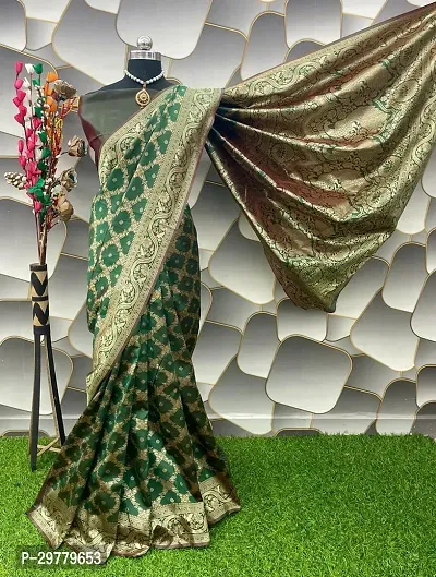 Stylish Green Art Silk Saree with Blouse piece For Women-thumb0