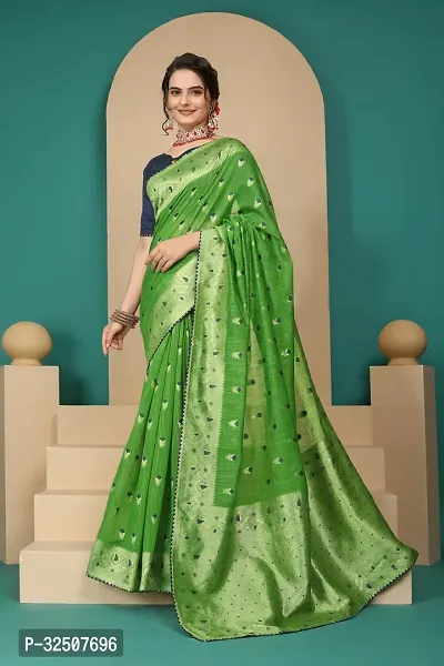 Stylish Green Art Silk Saree With Blouse Piece For Women-thumb0