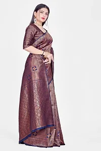 Stylish Navy Blue Art Silk Saree With Blouse Piece For Women-thumb2