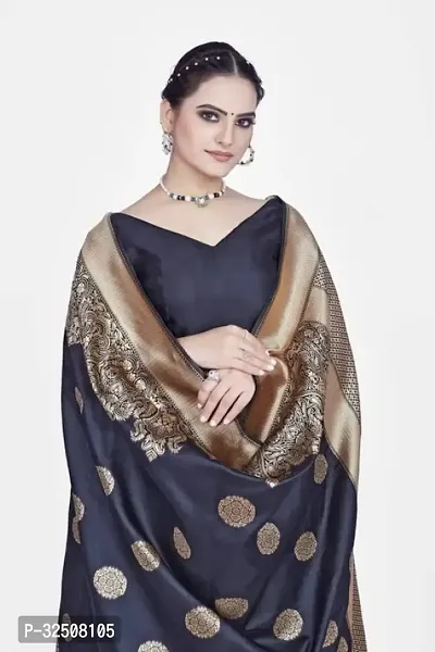 Stylish Black Art Silk Saree With Blouse Piece For Women-thumb5