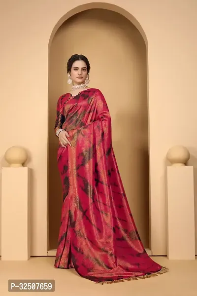 Stylish Red Art Silk Saree With Blouse Piece For Women-thumb0