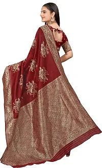 Stylish Maroon Art Silk Saree With Blouse Piece For Women-thumb1