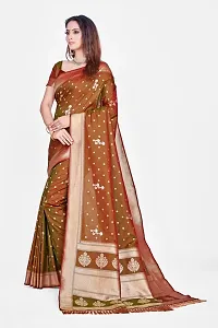 Stylish Olive Art Silk Saree With Blouse Piece For Women-thumb2