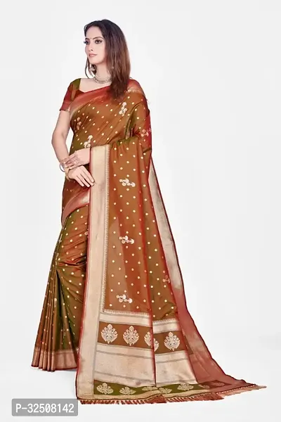 Stylish Olive Art Silk Saree With Blouse Piece For Women-thumb3