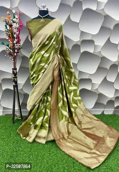 Stylish Green Art Silk Saree With Blouse Piece For Women