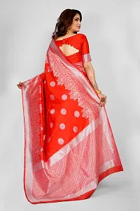 Stylish Orange Art Silk Saree with Blouse piece For Women-thumb1