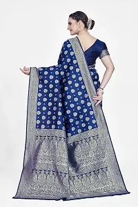 Stylish Blue Art Silk Saree with Blouse piece For Women-thumb1