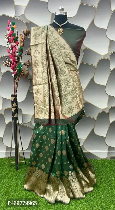 Stylish Green Art Silk Saree with Blouse piece For Women