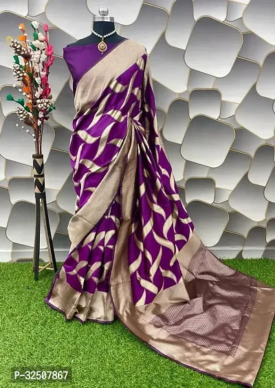 Stylish Purple Art Silk Saree With Blouse Piece For Women